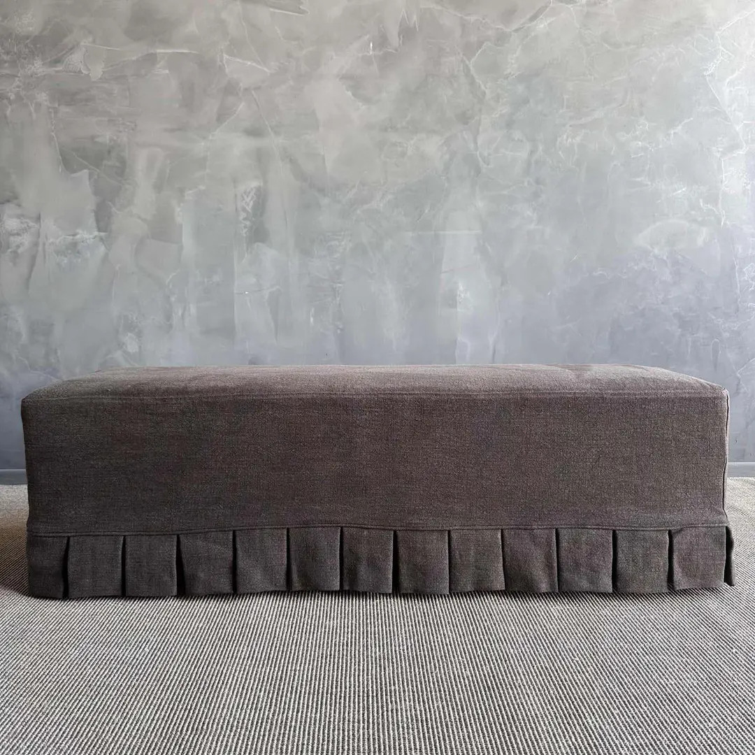 Slip Covered Bench in 100% Pure Linen With Pleated Skirt Detail - Etsy | Etsy (US)