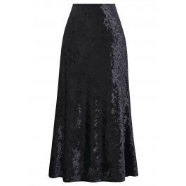 Soft Velvet High-Waist Maxi Skirt in Black | Chicwish