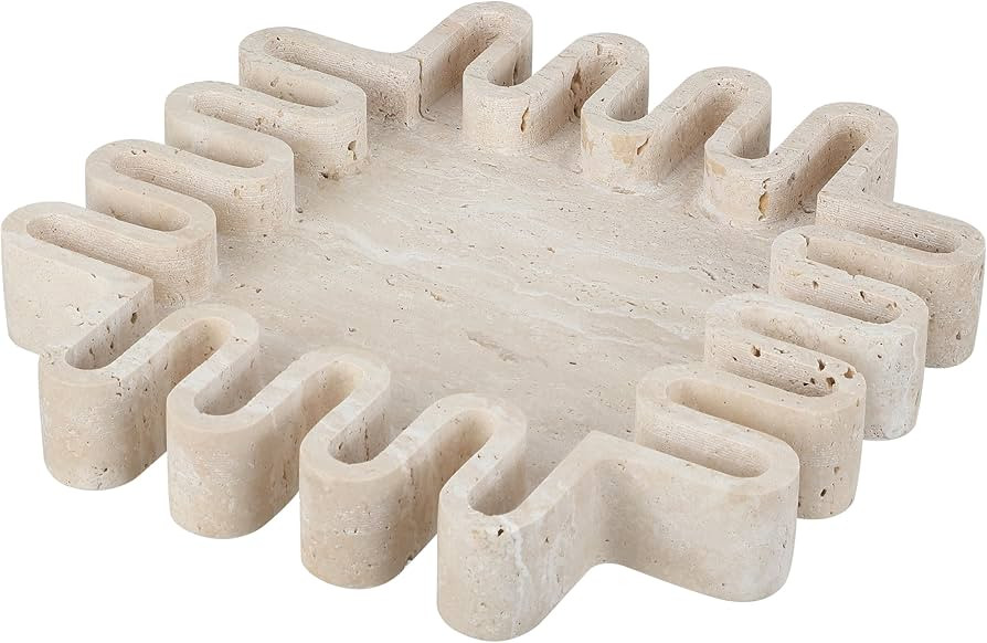 SAFAVIEH Home Collection - Mia Large Tray, Tan Travertine Decorative Accent, Modern Gear-Edge Des... | Amazon (US)
