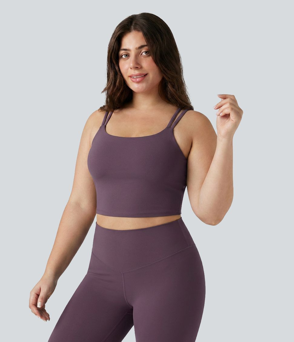 Women\u2019s Plus Size Halara UltraSculpt\u2122 Built-in Bra Double Straps Twisted Backless Cropp... | HALARA