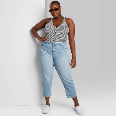 Women's High-Rise Straight Leg Cropped Jeans - Wild Fable™ (Regular & Plus) Light Wash | Target