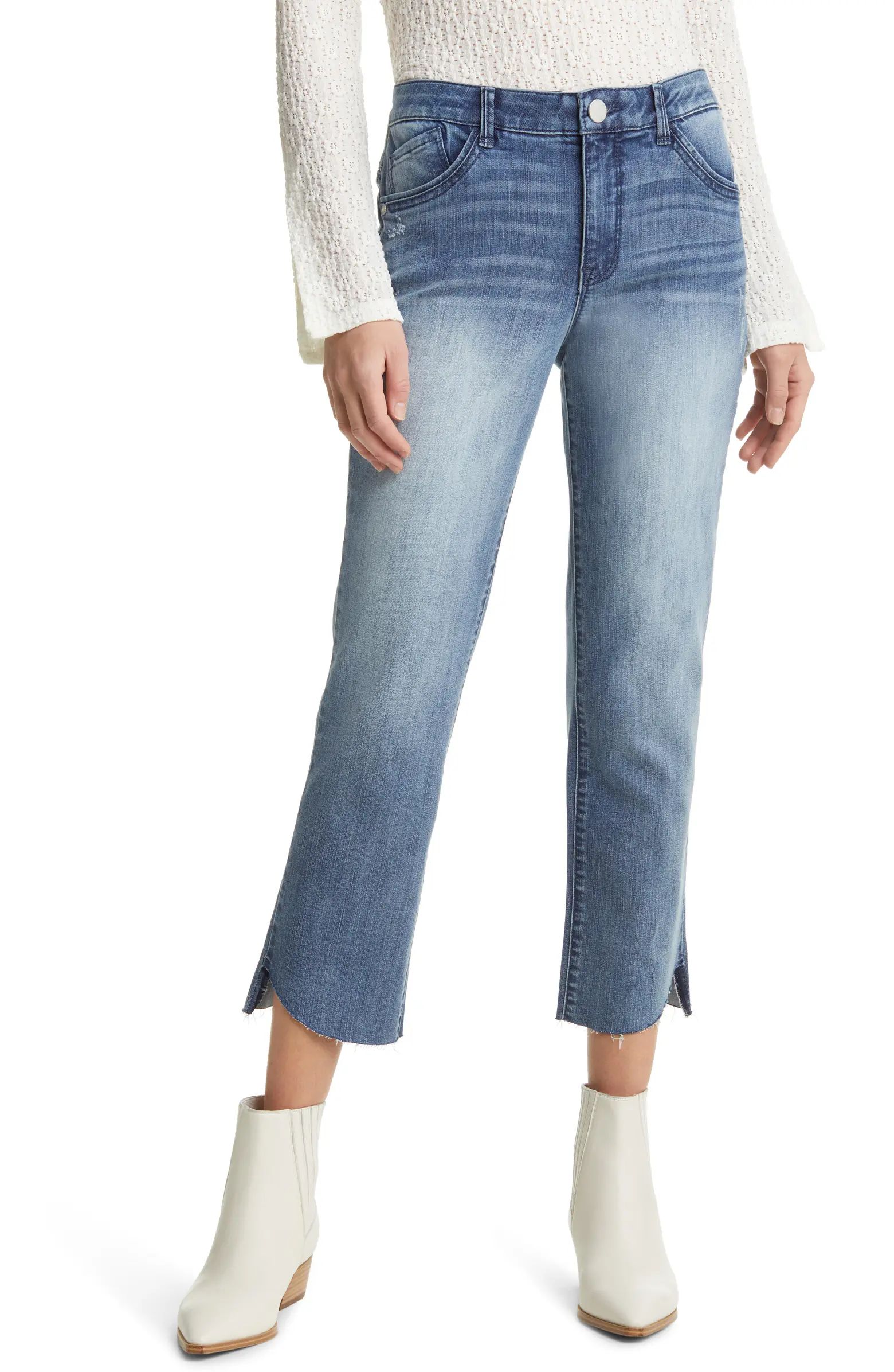 'Ab'Solution High Waist Full Length Raw Hem Jeans | Nordstrom