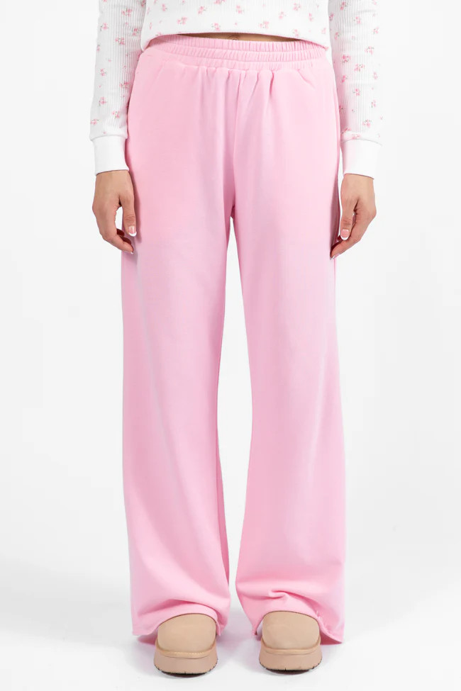 Before You Go Pink Wide Leg Sweatpants DOORBUSTER- Coming Soon | Pink Lily