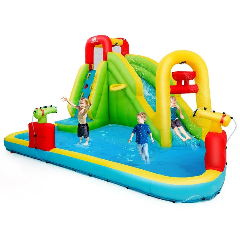 Costway Inflatable Water Slide Kids Splash Pool Bounce House without Blower | Walmart (US)