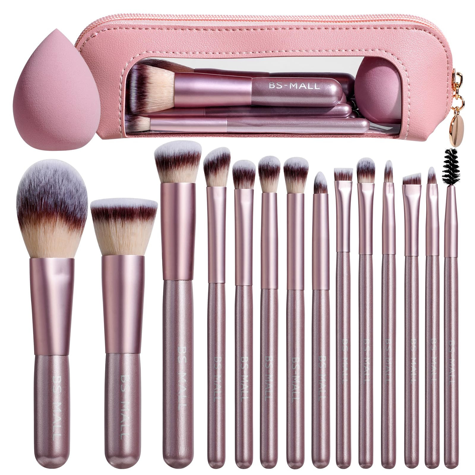 BS-MALL 14 Pcs Makeup Brushes Set with 1 Pcs Makeup Sponge – Essential Foundation Powder Concea... | Amazon (US)