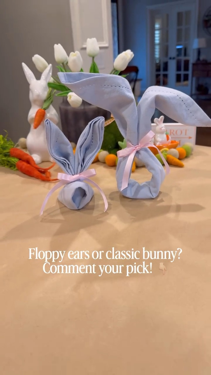 Tell me why something this simple makes an Easter table feel instantly put together 🐰

Two napkin folds, both equally adorable and both guaranteed to get a “how cute is THAT” from your guests. 

I love little touches like this that feel special but take basically no effort. Hosting should feel fun, not fussy! 

I need to know… are you team floppy ears or classic bunny? 

#eastertable #easterdecor #entertainingathome #hostesswiththemostess #springtabledecor