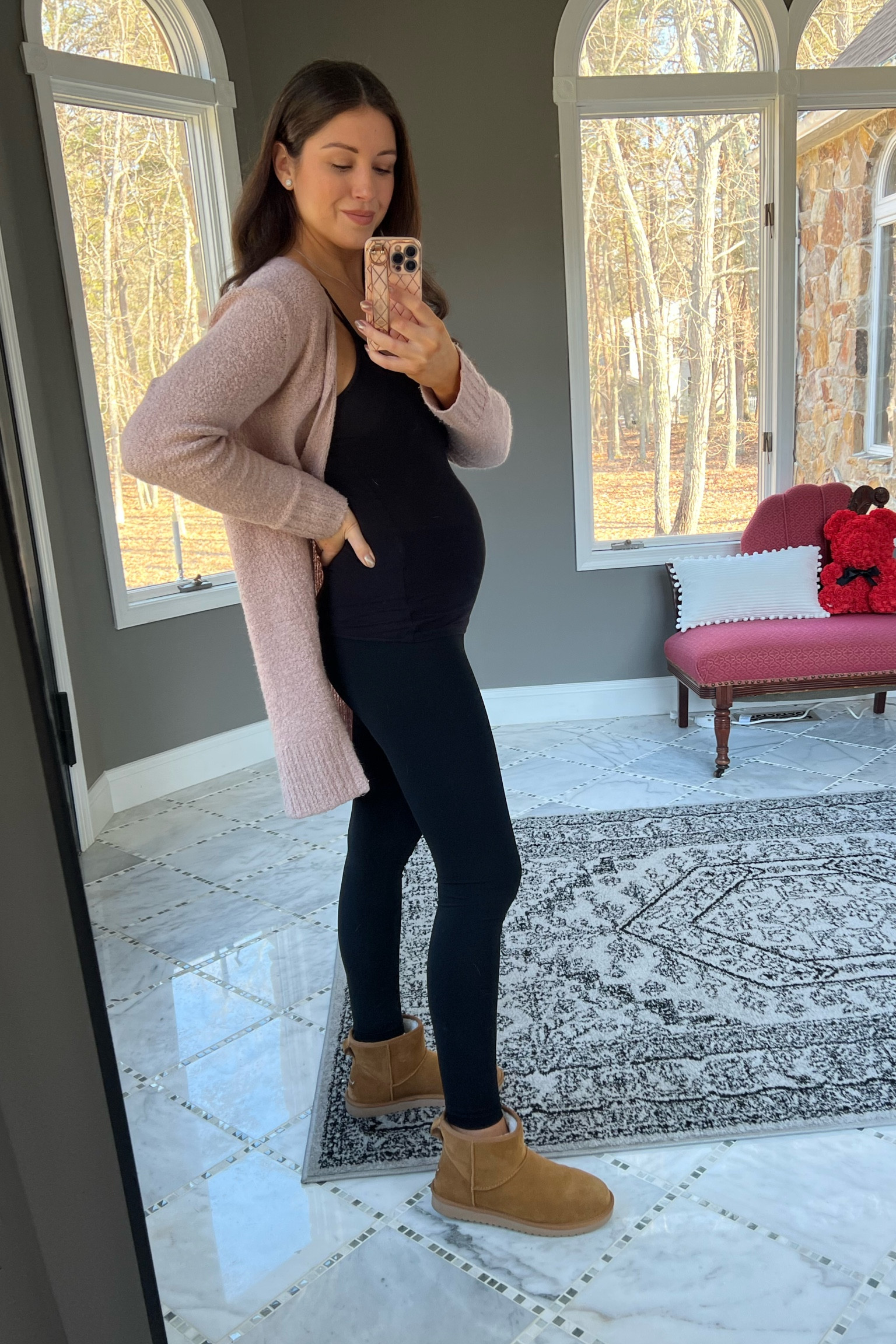 LTK bump, bump pic, bump friendly outfit, pregnancy friendly outfit, 20 weeks pregnant, ootd, pregnancy ootd, pregnant outfit of the day, women’s cardigan, pink cardigan, bump suit, bump suit outfit, trendy pregnancy, cute bump outfit 

#LTKfamily #LTKbump #LTKbaby
