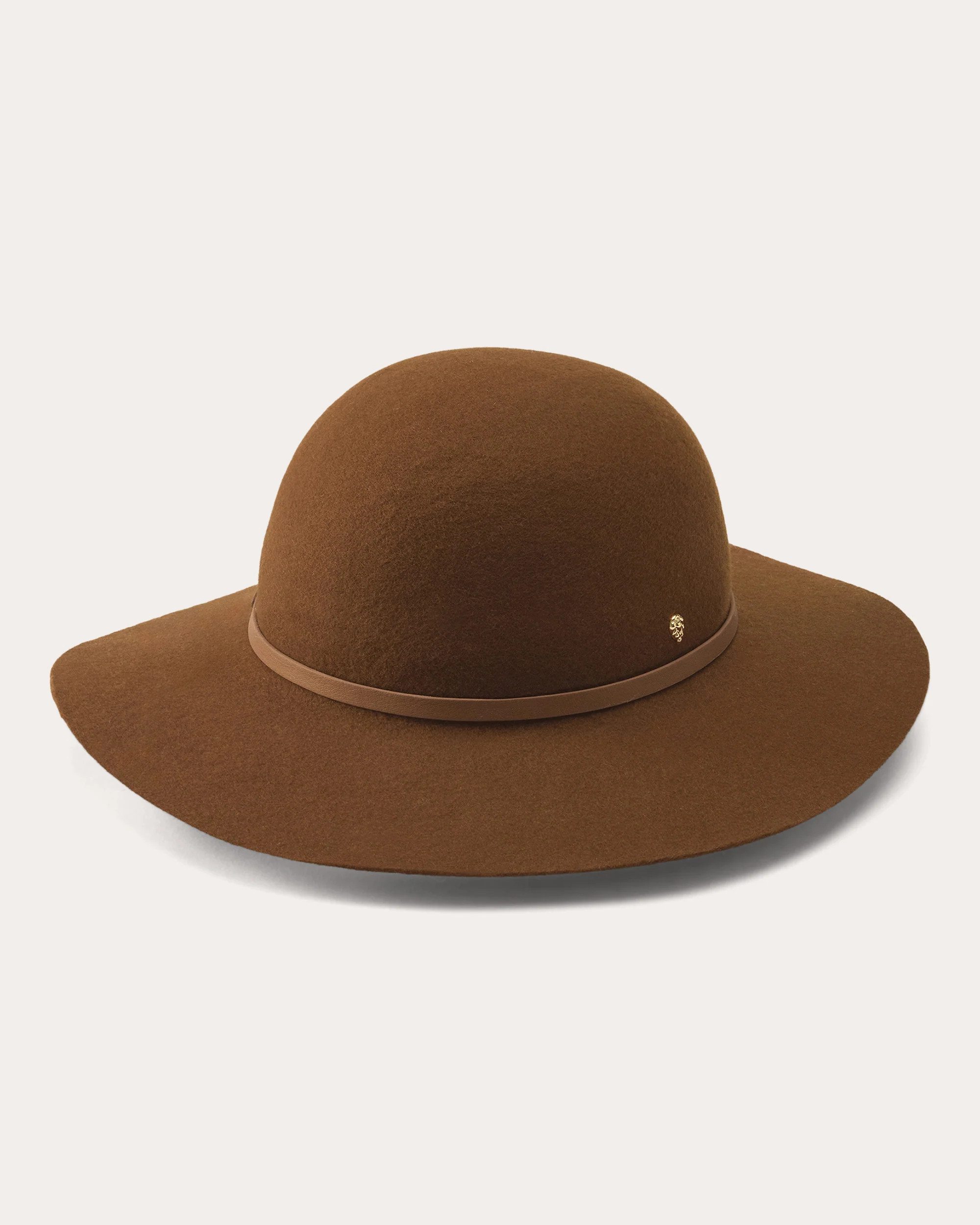 Helen Kaminski Women's Avoca Wool Felt Rounded Hat in Brown Leather/Wool/Cotton | Olivela