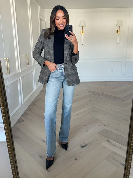 Fall work outfit with jeans on sale at express! Size small plaid blazer, XS turtleneck bodysuit, 2 long in jeans 



Smart casual, casual workwear, blazer outfit, workwear with jeans 

#LTKworkwear #LTKstyletip #LTKfindsunder100
