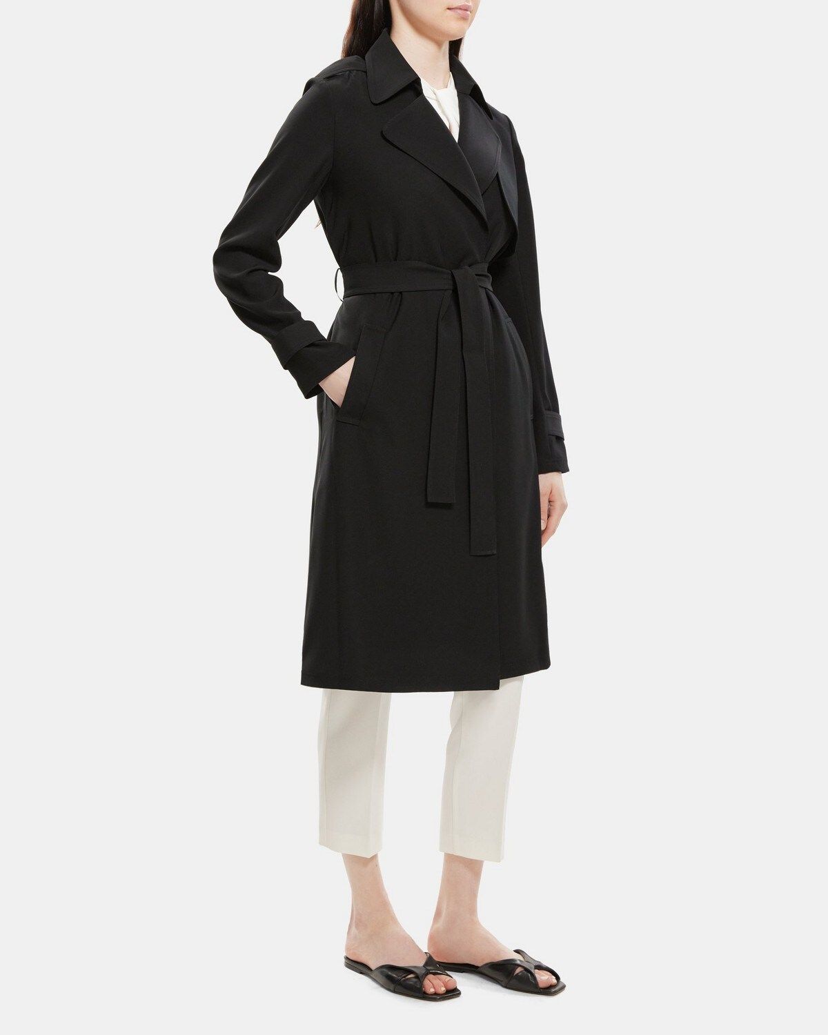 Relaxed Trench Coat in Crepe | Theory Outlet