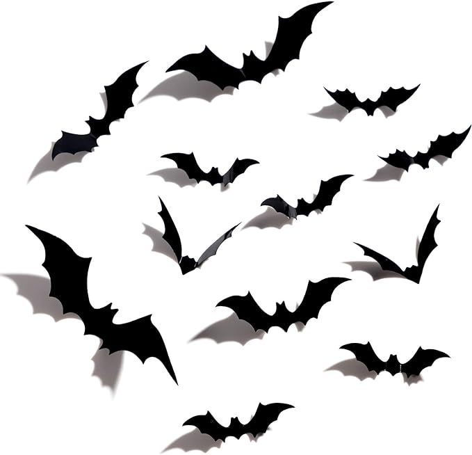 Halloween 3D Bats Decoration Plastic Bat Wall Stickers for Home Window Decor Party Supplies（60P... | Amazon (US)