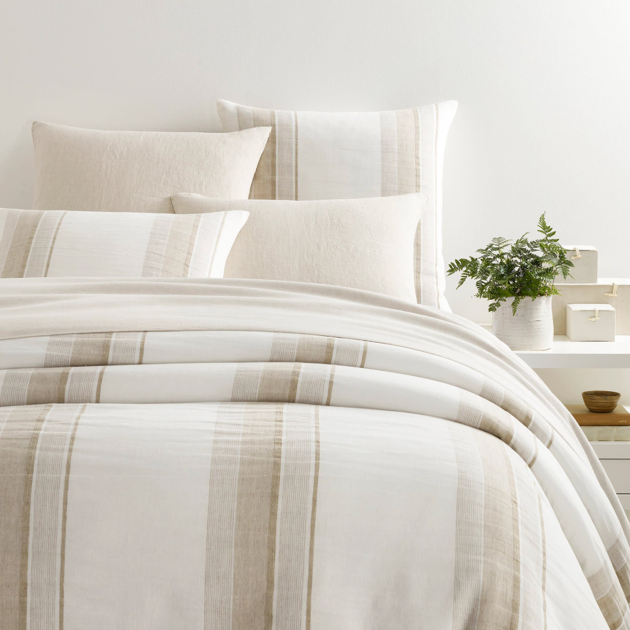 Natural Napa Stripe Linen Duvet Cover Twin/Twin XL | Lightweight | Rugs USA