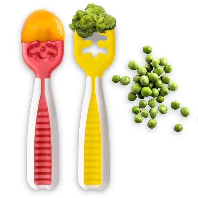 NumNum Pre-Spoon GOOtensils | Baby Spoon Set (Stage 1 + Stage 2) | BPA Free Silicone Self Feeding... | Amazon (US)