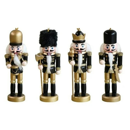 Nutcracker Hanging Ornament Figures Gold & Black Glittered Christmas Mini Wooden Soldier Nutcrackers Xmas Tree Ornament | Walmart (US)