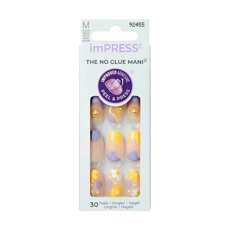 KISS imPRESS No Glue Needed Press On Nails Design EGGciting Day Multicolor Medium Coffin 30 Count | Walmart (US)