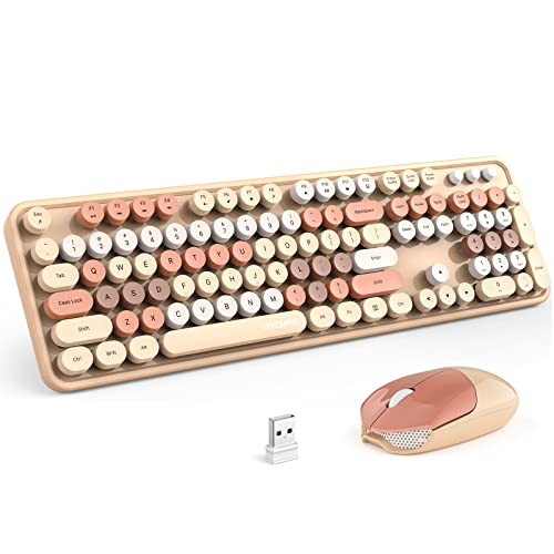 MOFII Wireless Keyboard and Mouse Combo,2.4GHz Retro Full-Size Keyboard with Number Pad and Cute Wireless Mouse for Computer PC Desktops Laptop WindowsxP/7/8/10(Milk Tea Colorful-B) | Amazon (US)