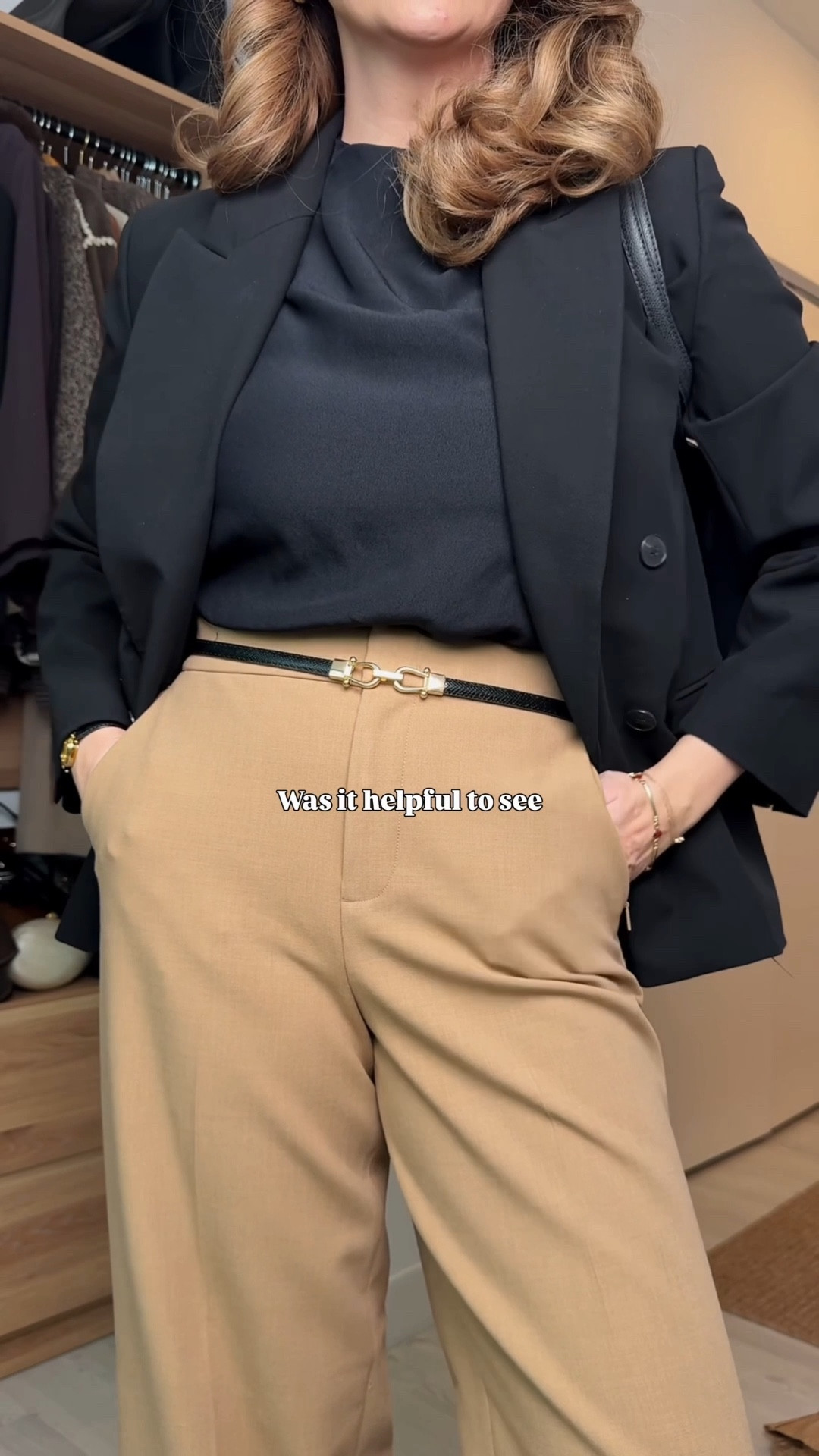 A few tweaks can go a long way! In this case, we went from business casual to business professional by:

1. Tuckin the top for a higher contrast.
2. Adding a belt to give the overall look more polish.
3. Swapping the loafer for a heel, which of course is not necessary, but I prefer to be in heels whenever I’m in a business professional setting as they just make me feel more powerful (I know this sounds crazy to sound, but I swear some of you will also understand😅)￼
4. Adding a blazer on top. It does not have to match the color of the pants - contrary to popular belief! But generally, when it comes to business professional, bare shoulders are a no go - and you will see a lot of blazers and structured coats instead.


Sizing + info | I’m 5’7 | size  6 | 36D

•Blazer | O+F | M - runs oversized
•Trousers | Spanx | M - they run, criticize and have really good stretch! 
•Loafers (coach) and heels (mango) are both 8.5


The top is quite old, and no longer available so I’ve linked some similar options instead. Same with my loafers. 

#LTKgrwm #LTKWorkwear #LTKMidsize