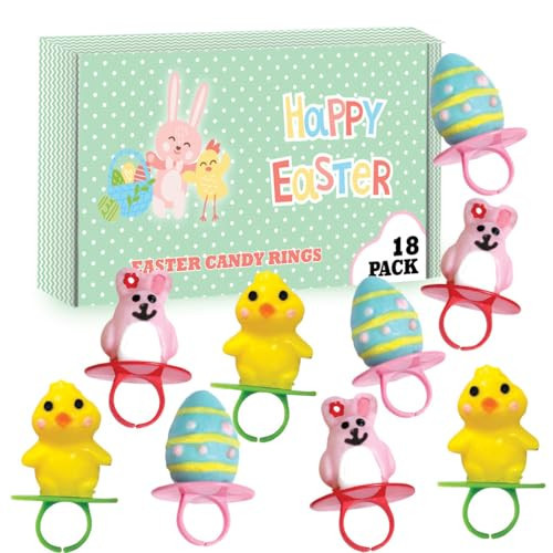 Easter Candy Rings 3D Ring Pops – 18 Individually Wrapped Suckers Bulk Variety Pack – Easter Basket Candy, Egg Hunt Fillers, Spring Party Favors, Classroom Treats for Kids | Amazon (US)