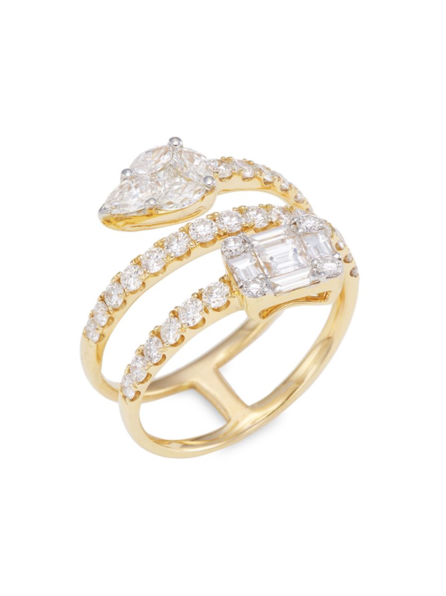 14K Yellow Gold & Multi-Cut 1.67 TCW Diamond Wraparound Ring | Saks Fifth Avenue