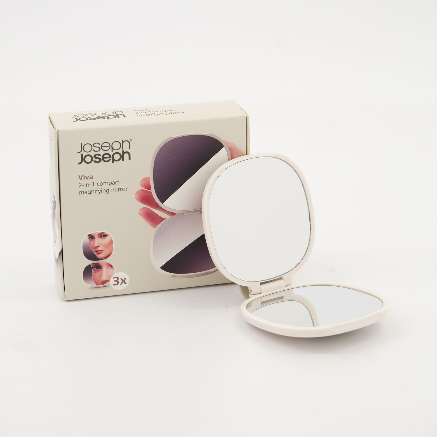 White Viva Compact Mirror 8x8cm | TK Maxx