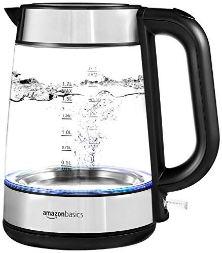 Amazon Basics Electric Glass and Steel Hot Tea Water Kettle - 1.7-Liter | Amazon (US)
