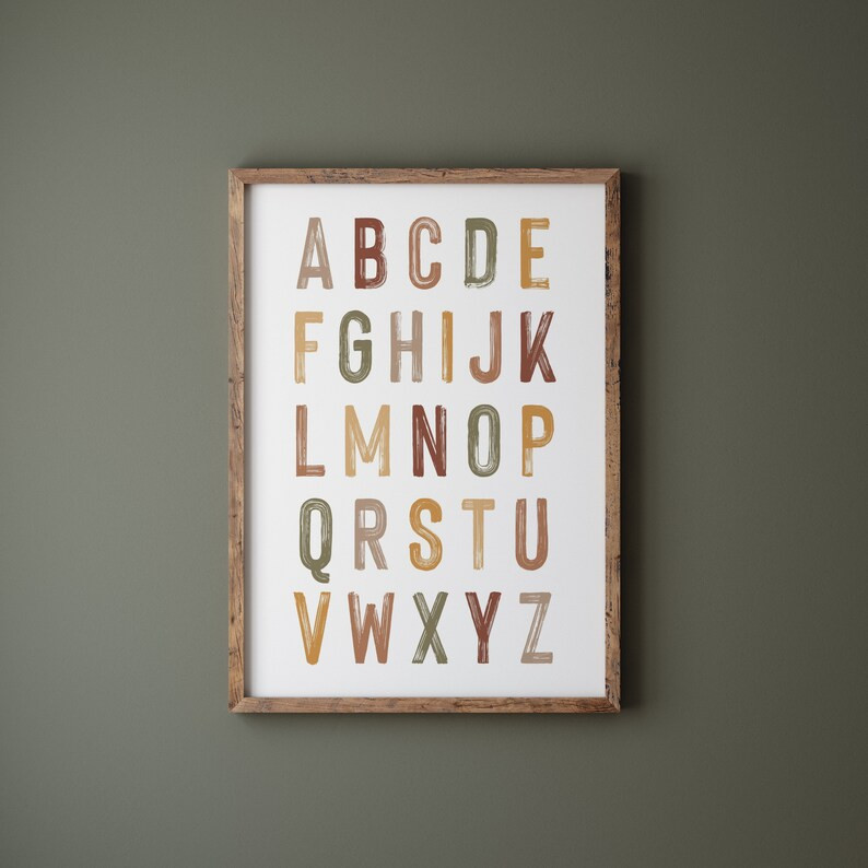DIGITAL DOWNLOAD • Nursery Decor Boho Neutral • Kids Room Wall Art Printable • Alphabet Pos... | Etsy (US)