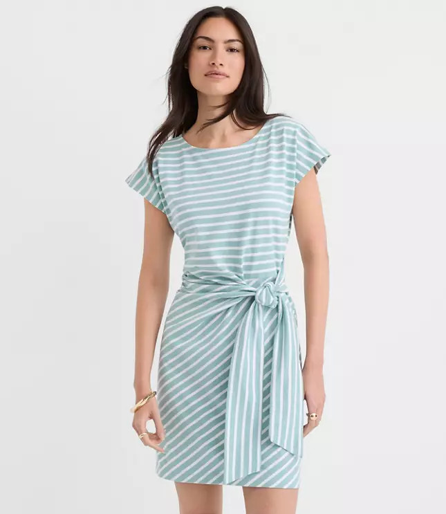 Petite Striped Side Tie Wedge Tee Mini Dress | LOFT