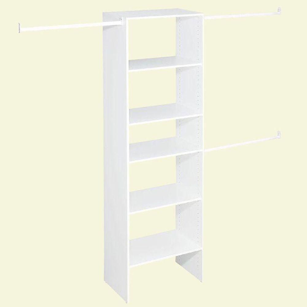 Selectives 82.5 in. H x 25 in. W x 14.5 in. D Custom Laminate Closet System Organizer in White | The Home Depot