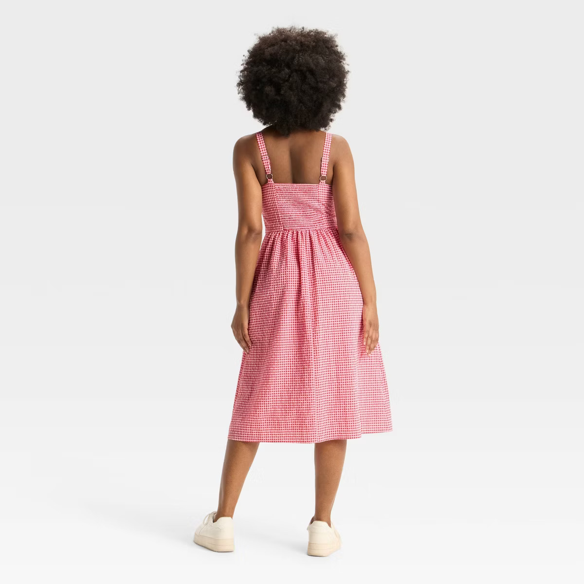 Women's Milkmaid Midi A-Line Dress - Wild Fable™ Red Gingham XL | Target