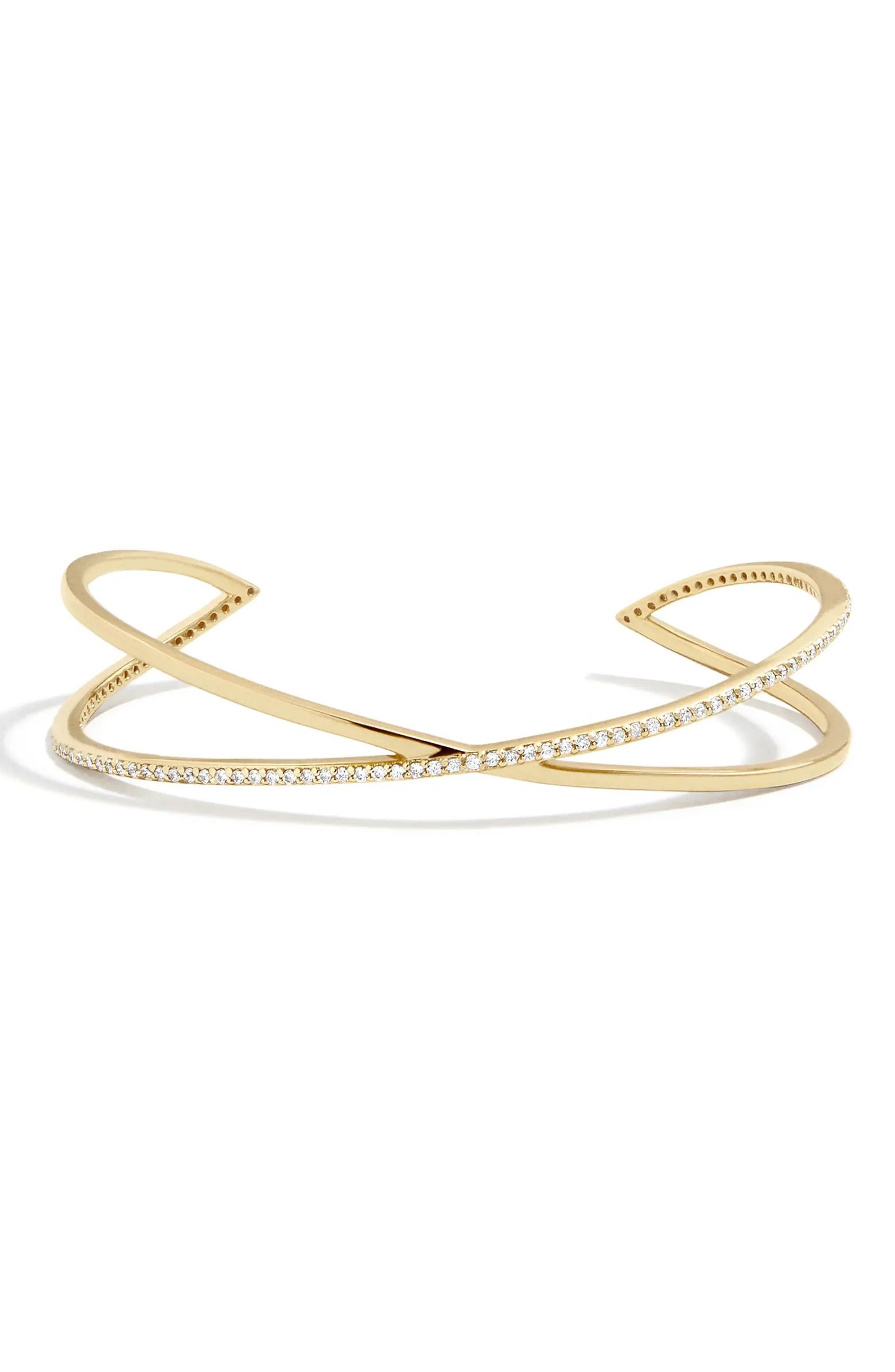 BaubleBar Shayla 18K Gold Plate Cubic Zirconia Cuff Bracelet | Nordstrom | Nordstrom