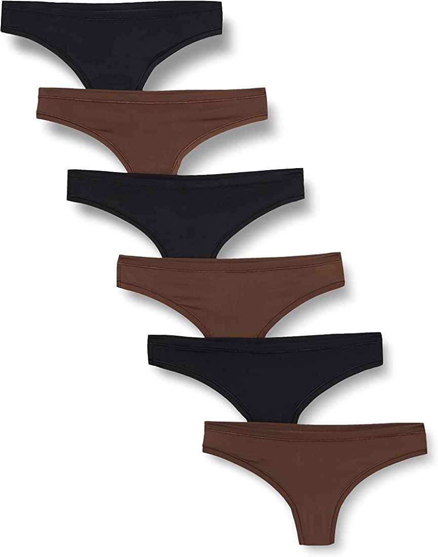 Amazon Essentials Women's Thong Underwear (Available in Plus Size), Pack of 6 | Amazon (US)