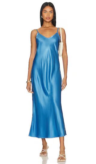 Bias Cut Slip Dress in Pool Blue Wedding Guest Dress Blue Slip Dress Outfit Ideas Outfit Inspo | Revolve Clothing (Global)