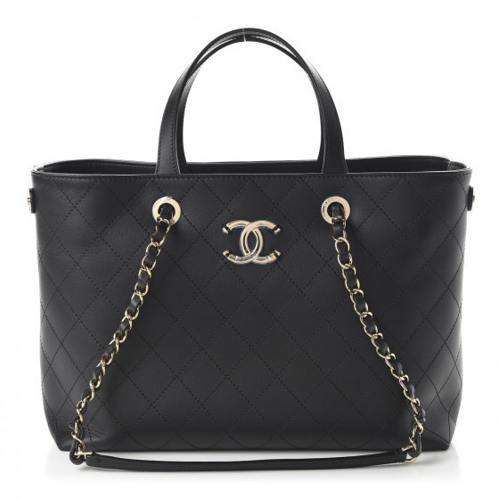 CHANEL Calfskin Large Serial Shopper Tote Black | Fashionphile