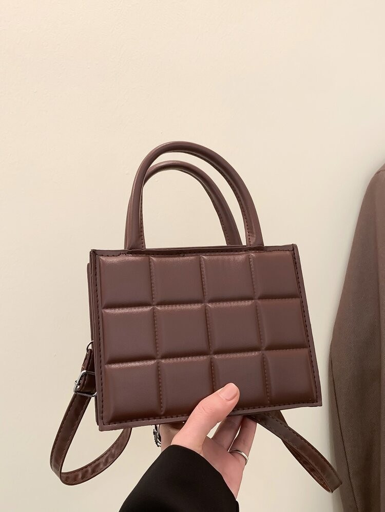 Mini Quilted Double Handle Square Bag | SHEIN