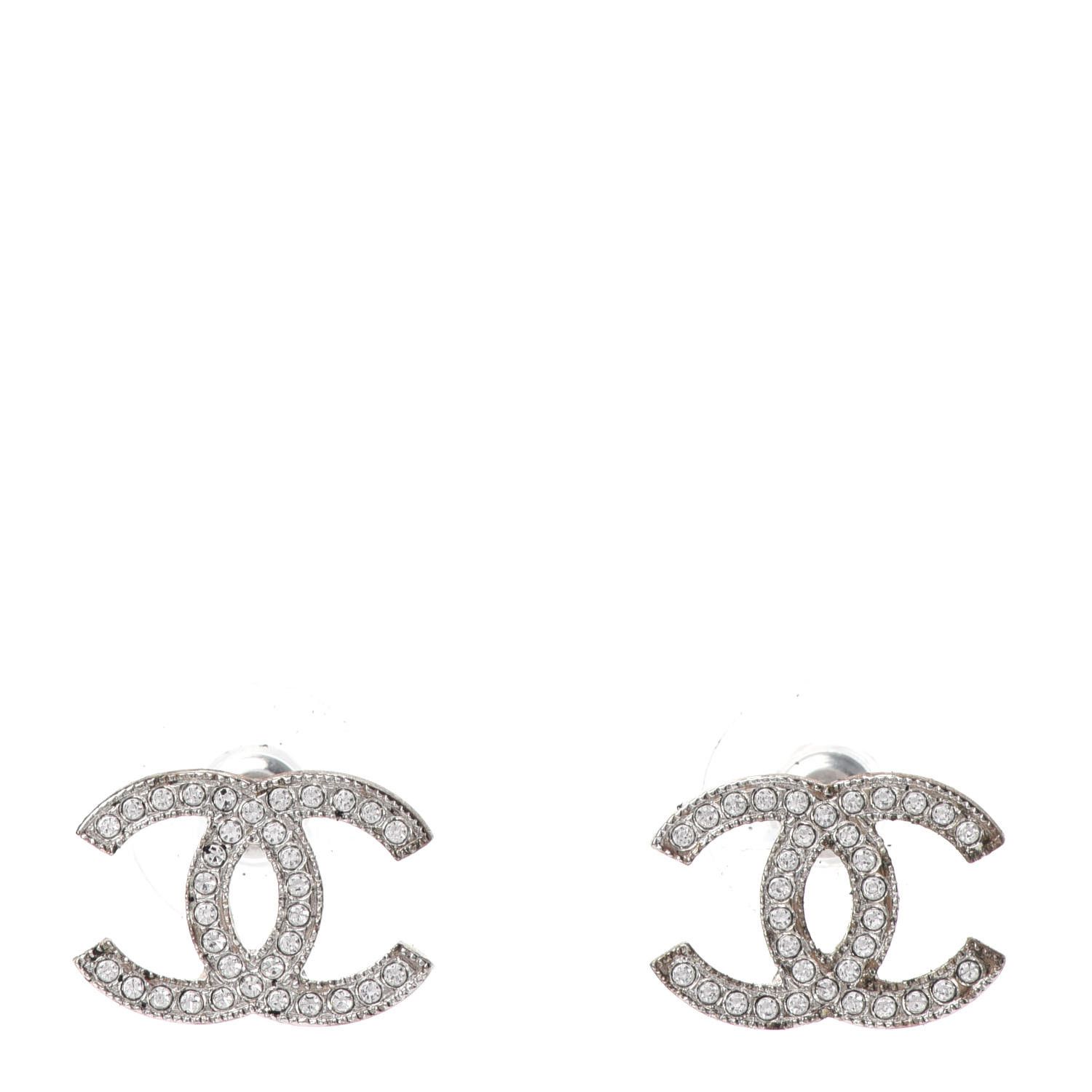 Crystal CC Earrings Silver | Fashionphile