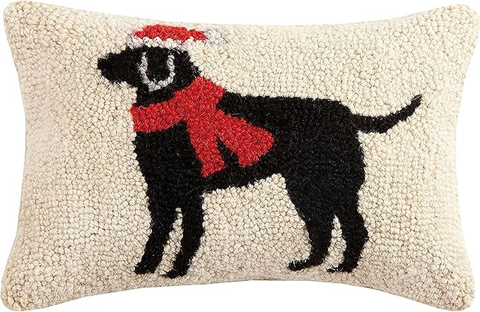 Peking Handicraft 31JSS758C12OB Christmas Black Lab Hook Pillow 8X12 | Amazon (US)