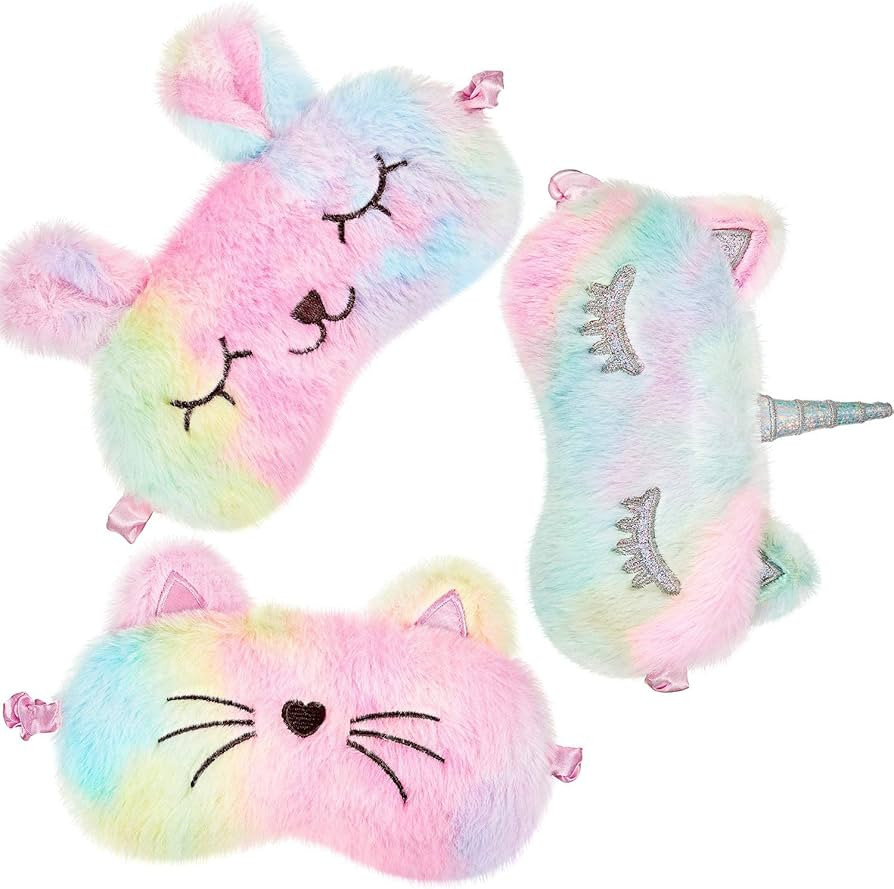 Sleep Mask for Kids, Plush Sleeping Eye Cover 3 Pieces Soft Funny Eye Blindfold Sleep Eye Cover A... | Amazon (US)