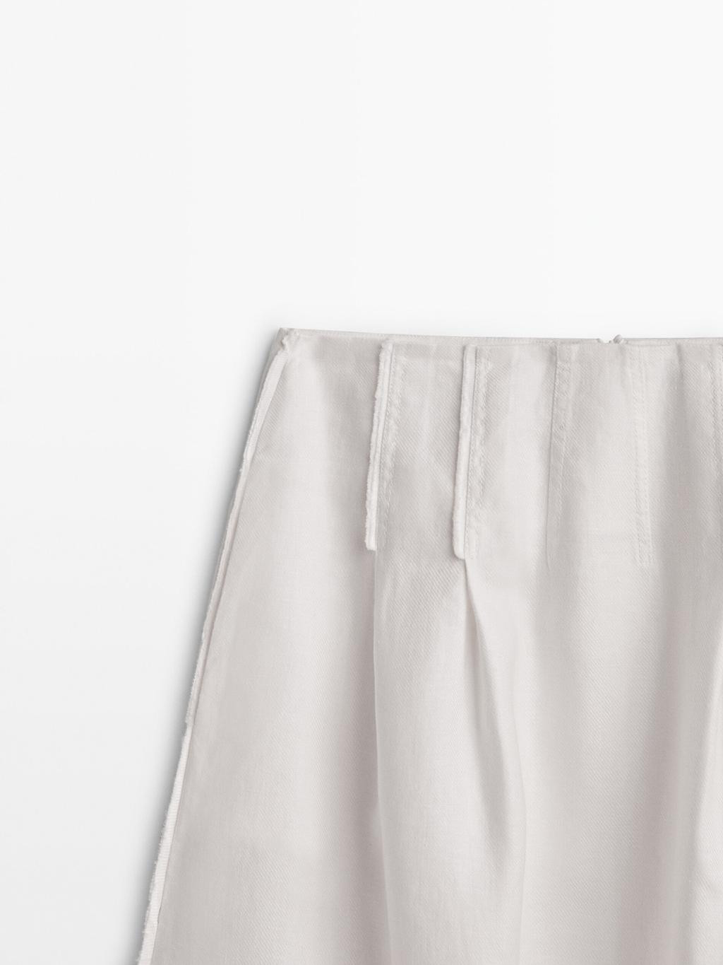 Linen midi skirt with darts and seam details | Massimo Dutti US