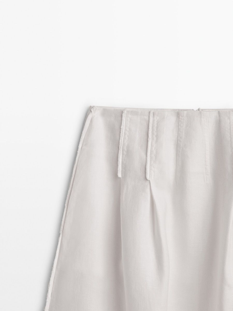Linen midi skirt with darts and seam details | Massimo Dutti (US)