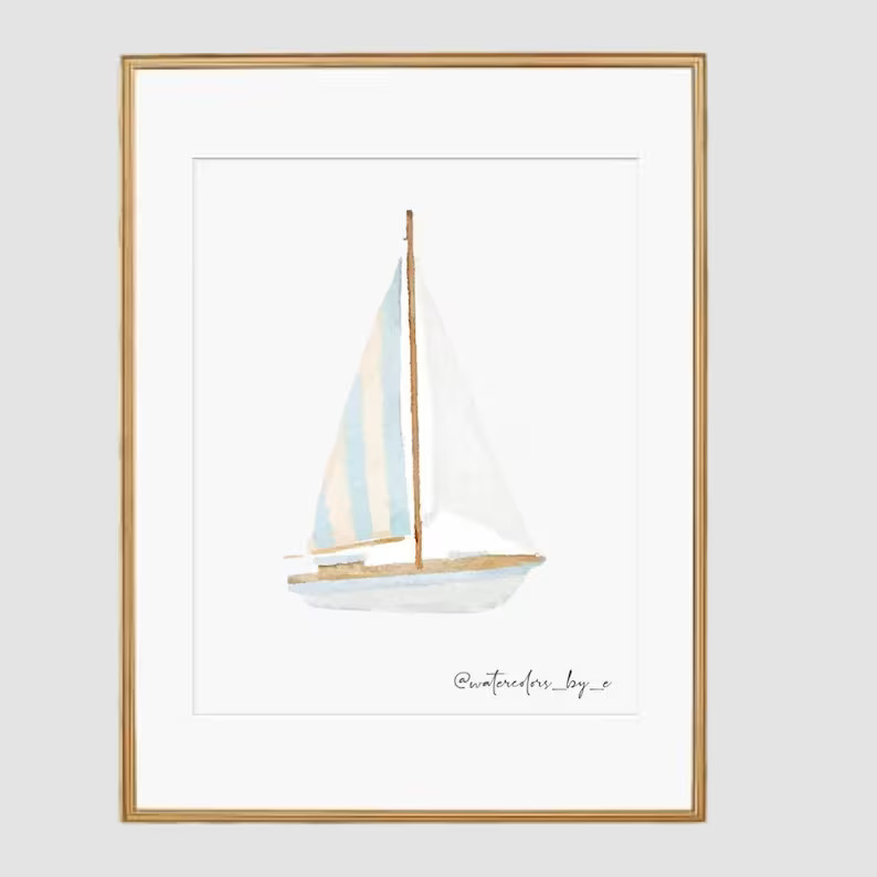 Watercolor Sailboat Print | Etsy (US)
