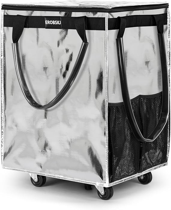 (Large,Silver)Reusable Grocery Bag on Wheels, Foldable Rolling Tote, Carries Up to 76 lbs Shoppin... | Amazon (US)
