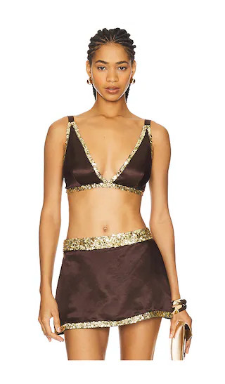 Celene Hand Beaded Bralette in Cocoa | Revolve Clothing (Global)