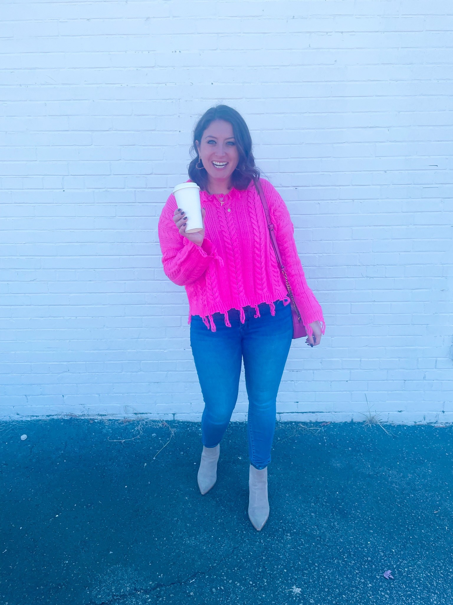 Hot pink sweater
Colorful fall
Altar’d State 