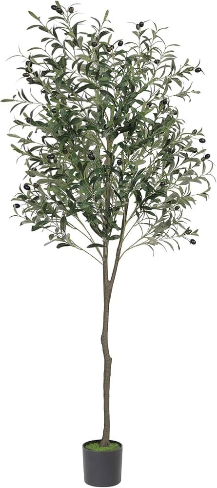 VIAGDO Artificial Olive Tree 6ft Tall Fake Potted Olive Silk Tree with Planter Large Faux Olive B... | Amazon (US)