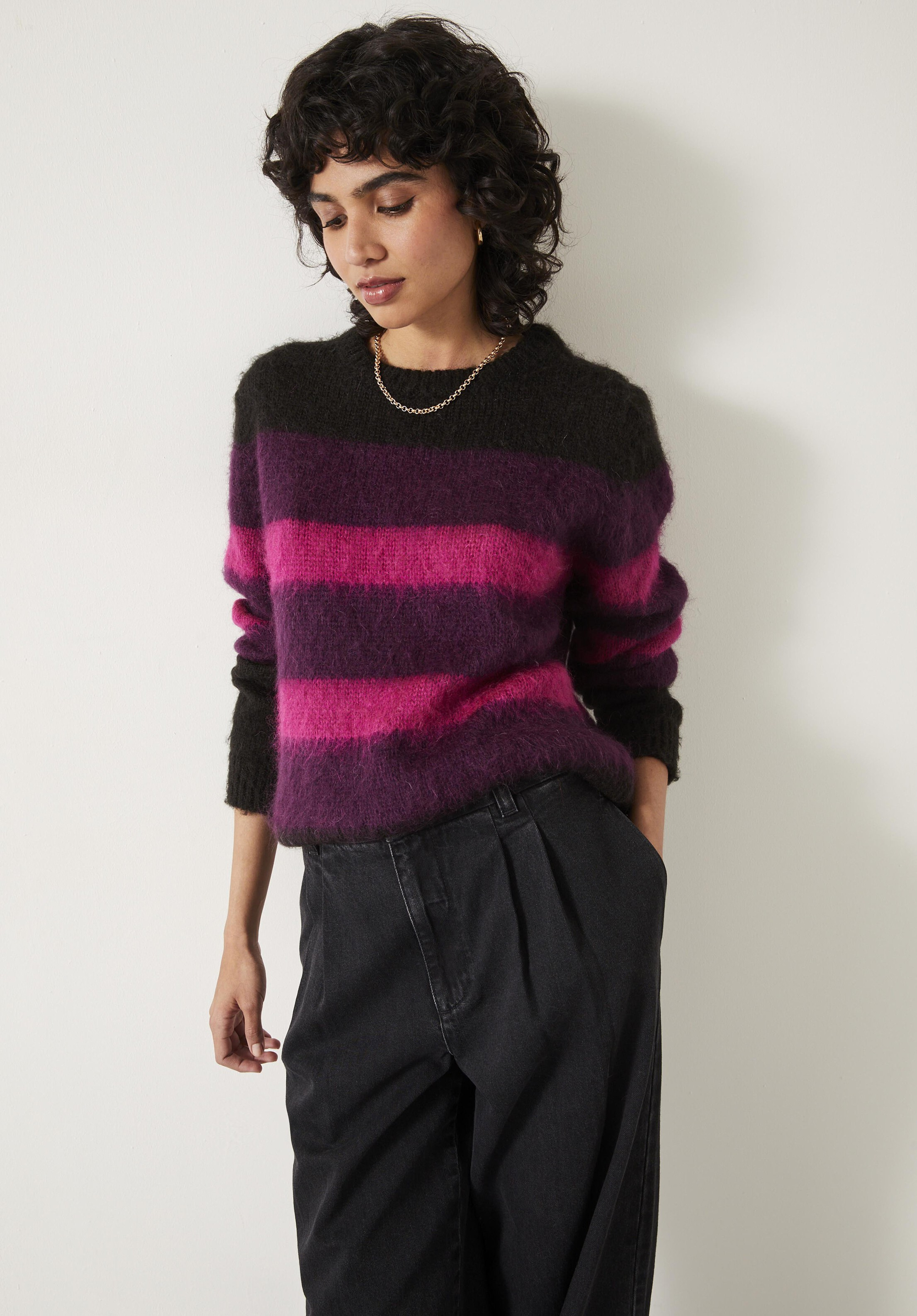 Keara Brushed Fluffy Stripe Jumper | Hush UK