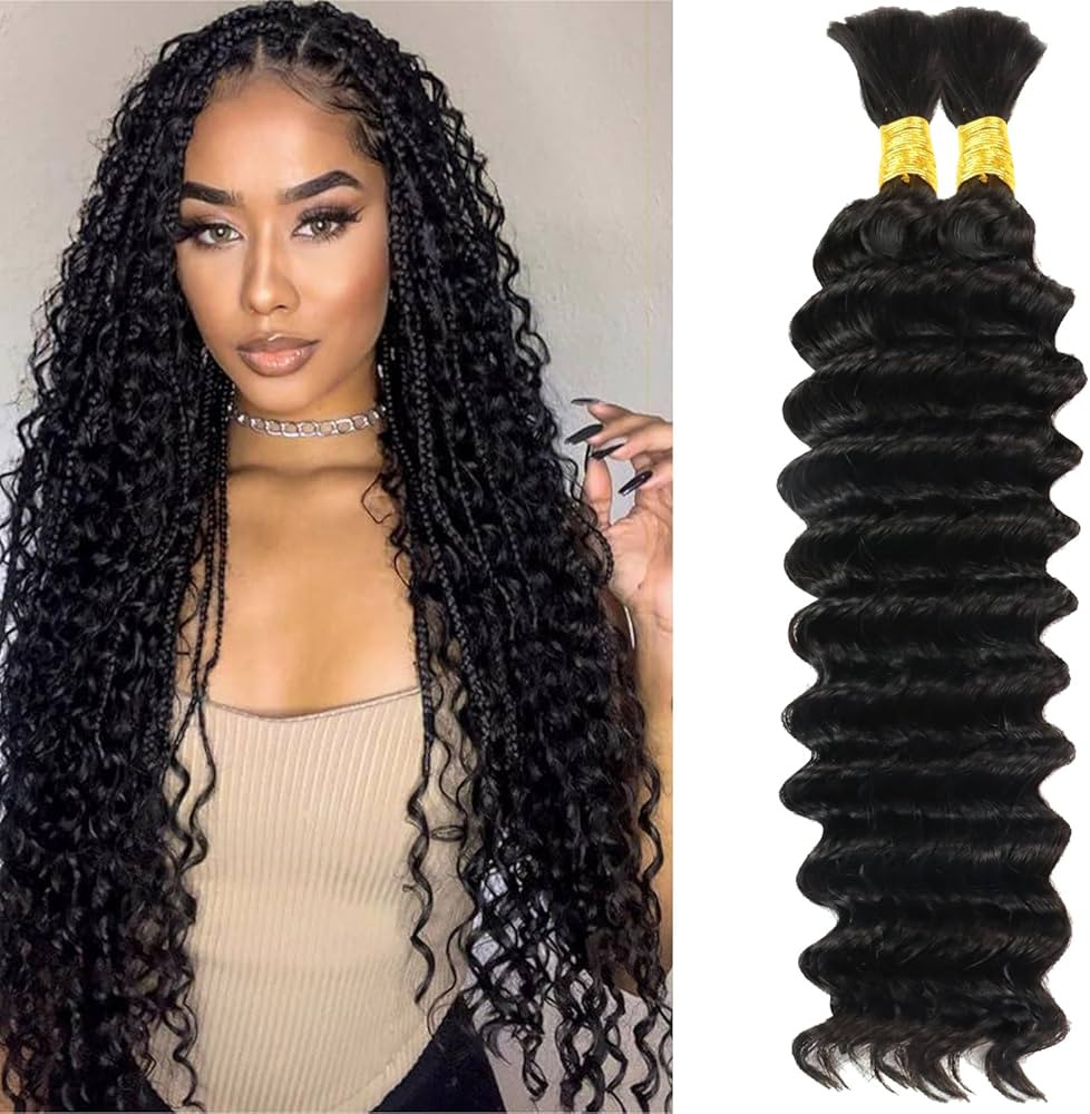 Human Braiding Hair 2 Bundles 100g Deep Wave Bulk Human Hair for Braiding No Weft Unprocessed Bra... | Amazon (US)