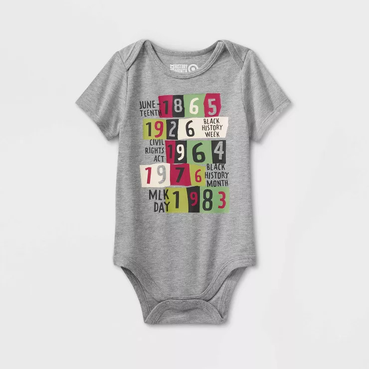 Black History Month Baby Dates Child Bodysuit - Heather Gray | Target