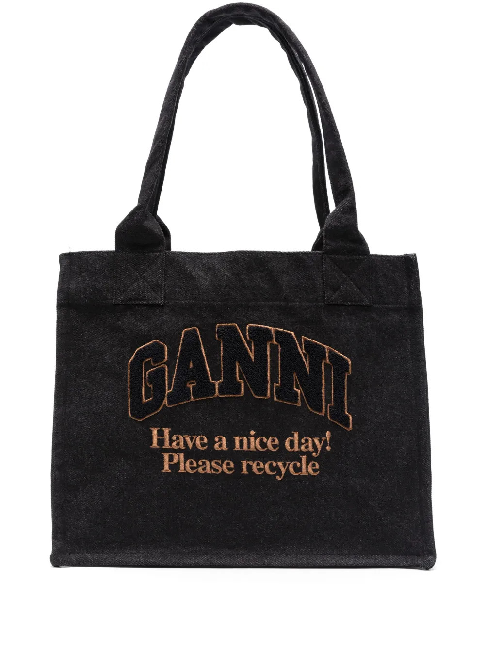 GANNI Large Denim Tote Bag | Black | FARFETCH | Farfetch Global