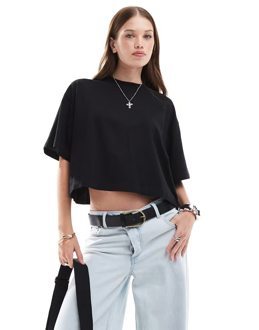 ASOS DESIGN boxy cropped t-shirt in black | ASOS (Global)
