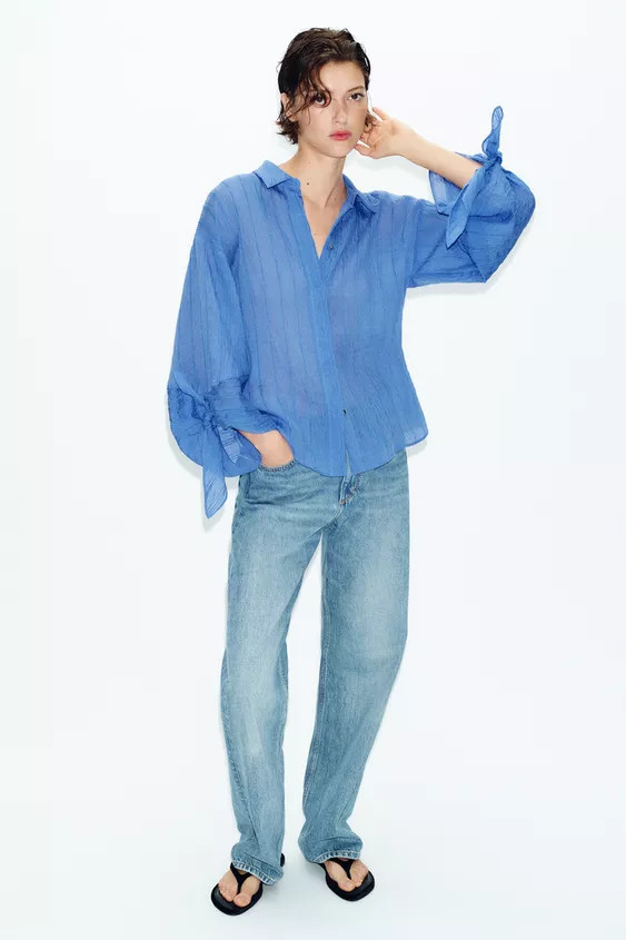 STRIPED BOW SHIRT | Zara US